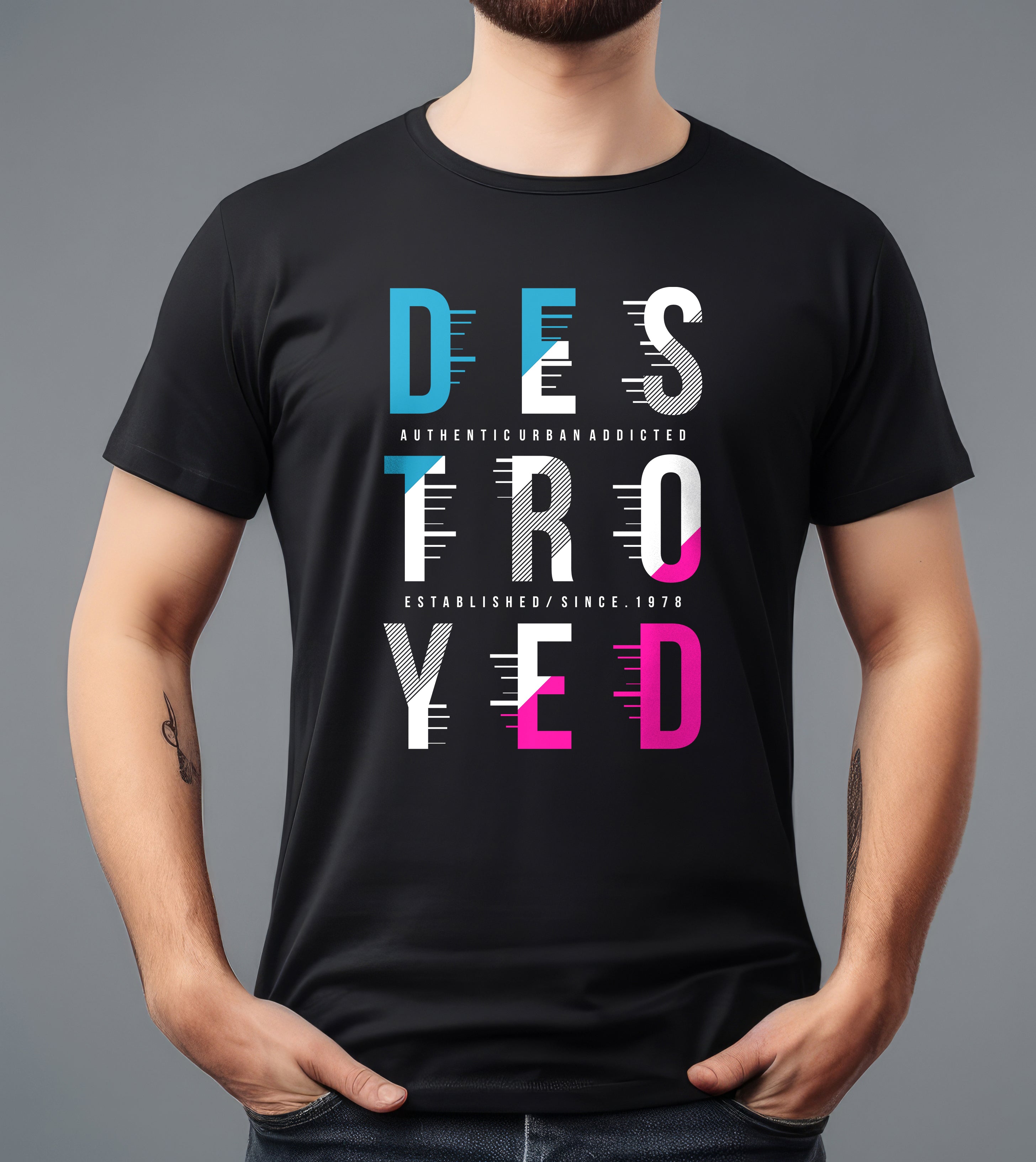 DES TRO YED BLACK T-SHIRT