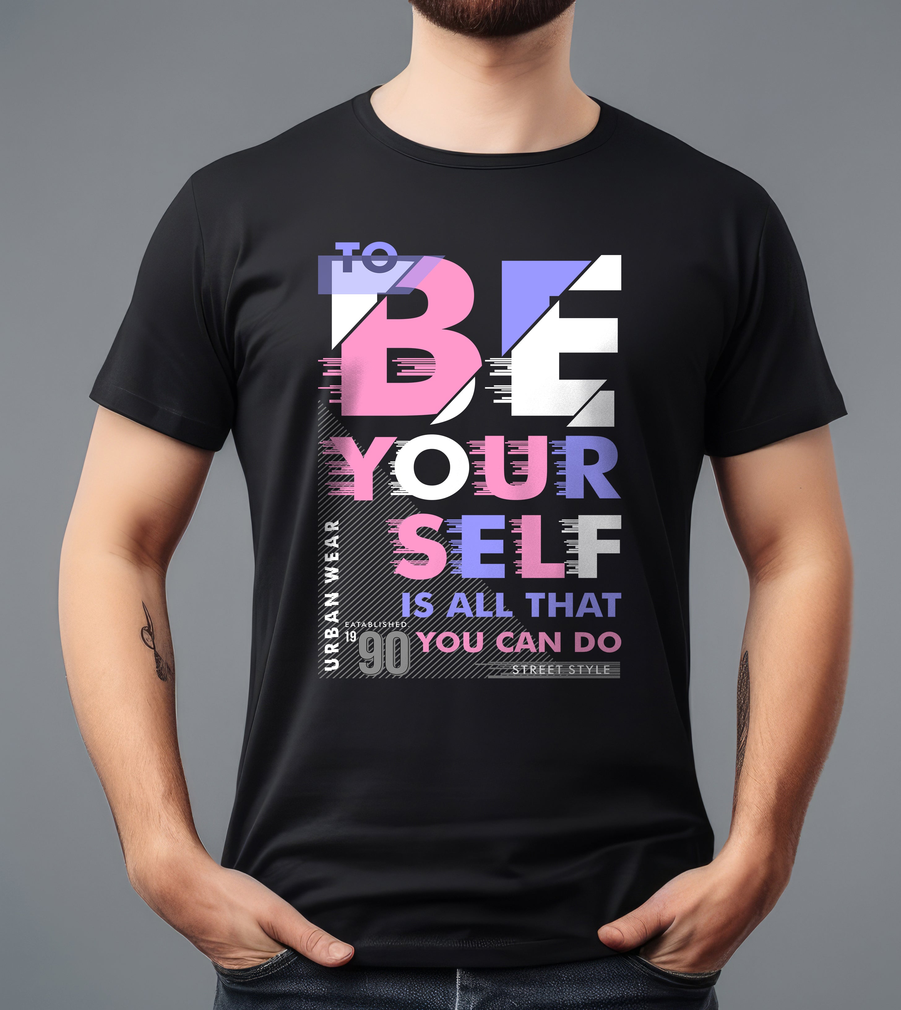 BE YOUR SELF BLACK T-SHIRT