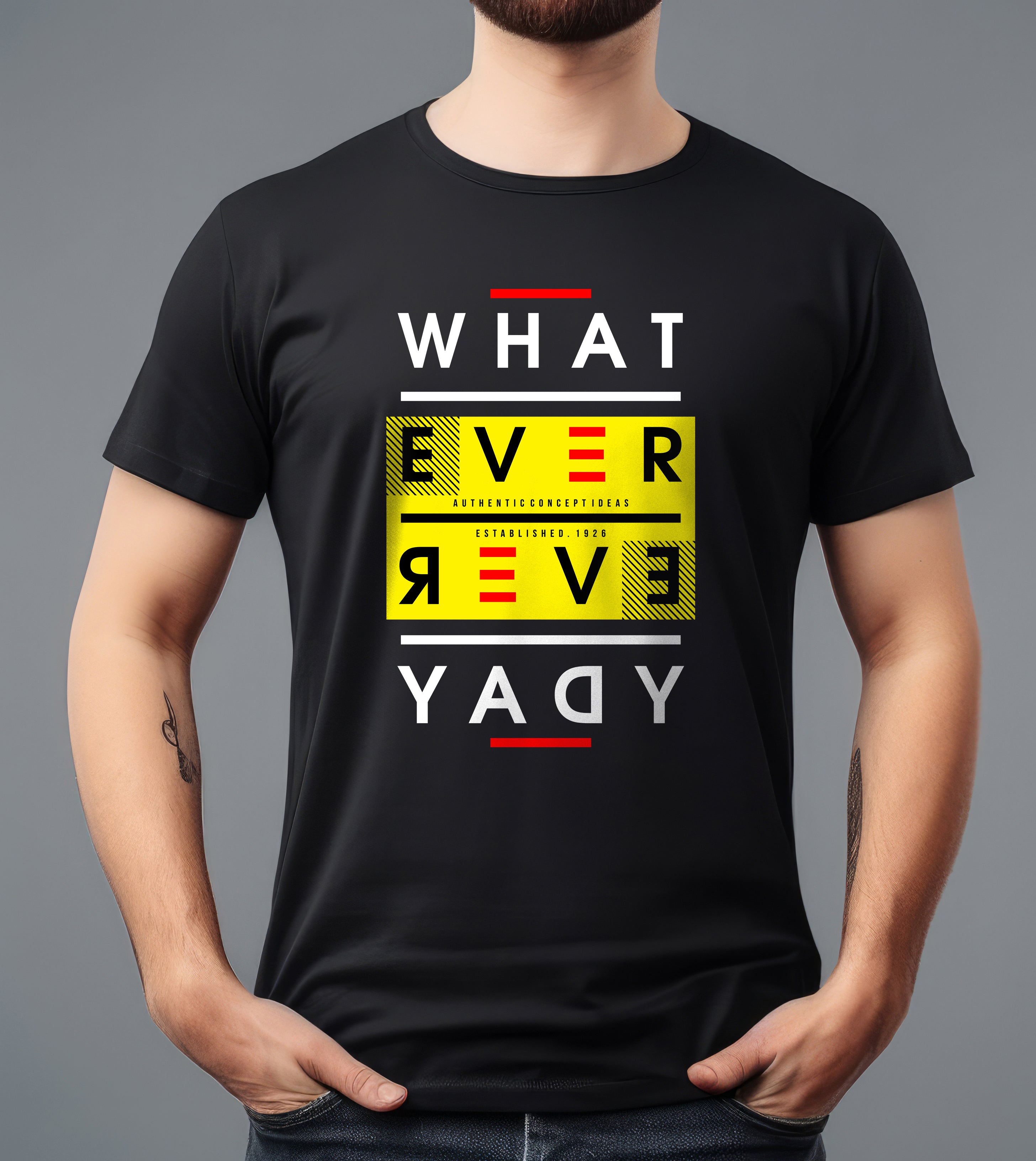 WHAT EVER  BLACK T-SHIRT