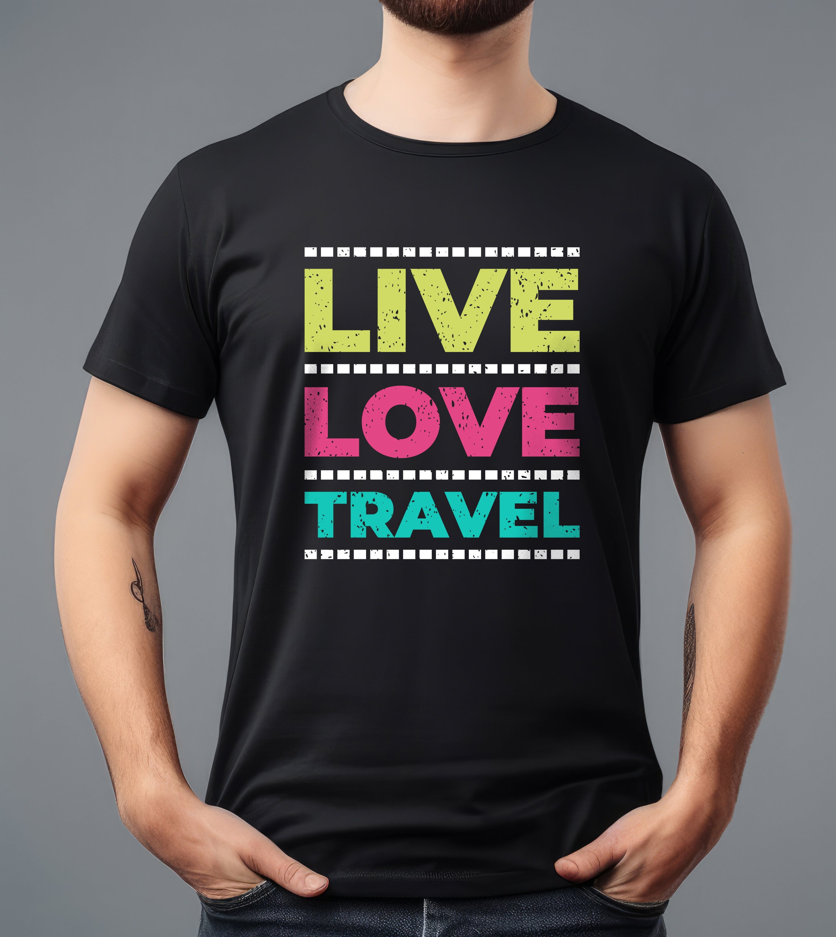 LIVE LOVE TRAVEL BLACK T-SHIRT