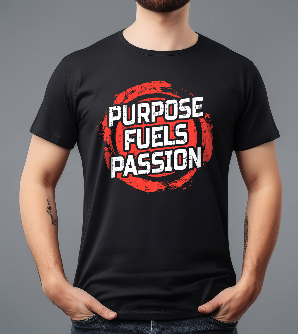 PURPOSE FUELS PASSION BLACK T-SHIRT