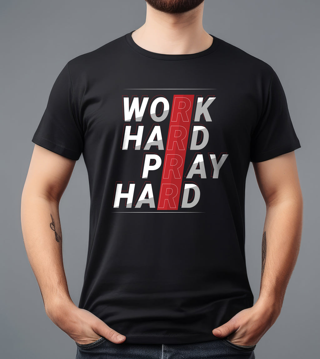 WORK HARD PRAY HARD BLACK T-SHIRT