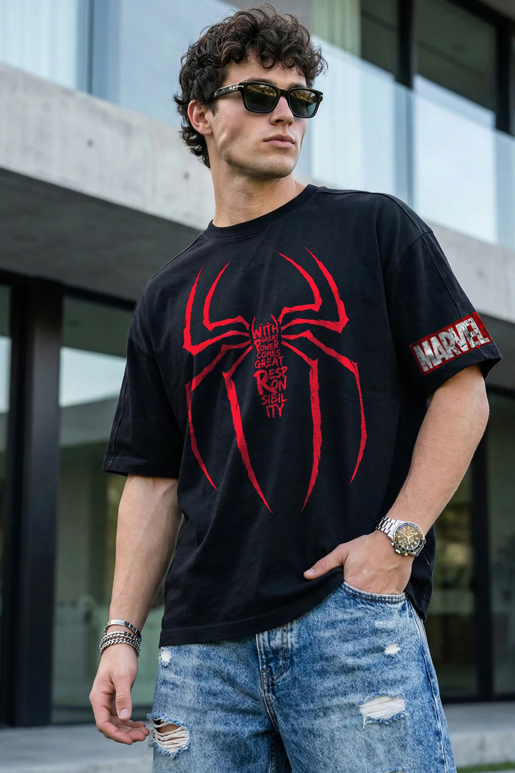 SPIDER MAN BLACK T-SHIRT
