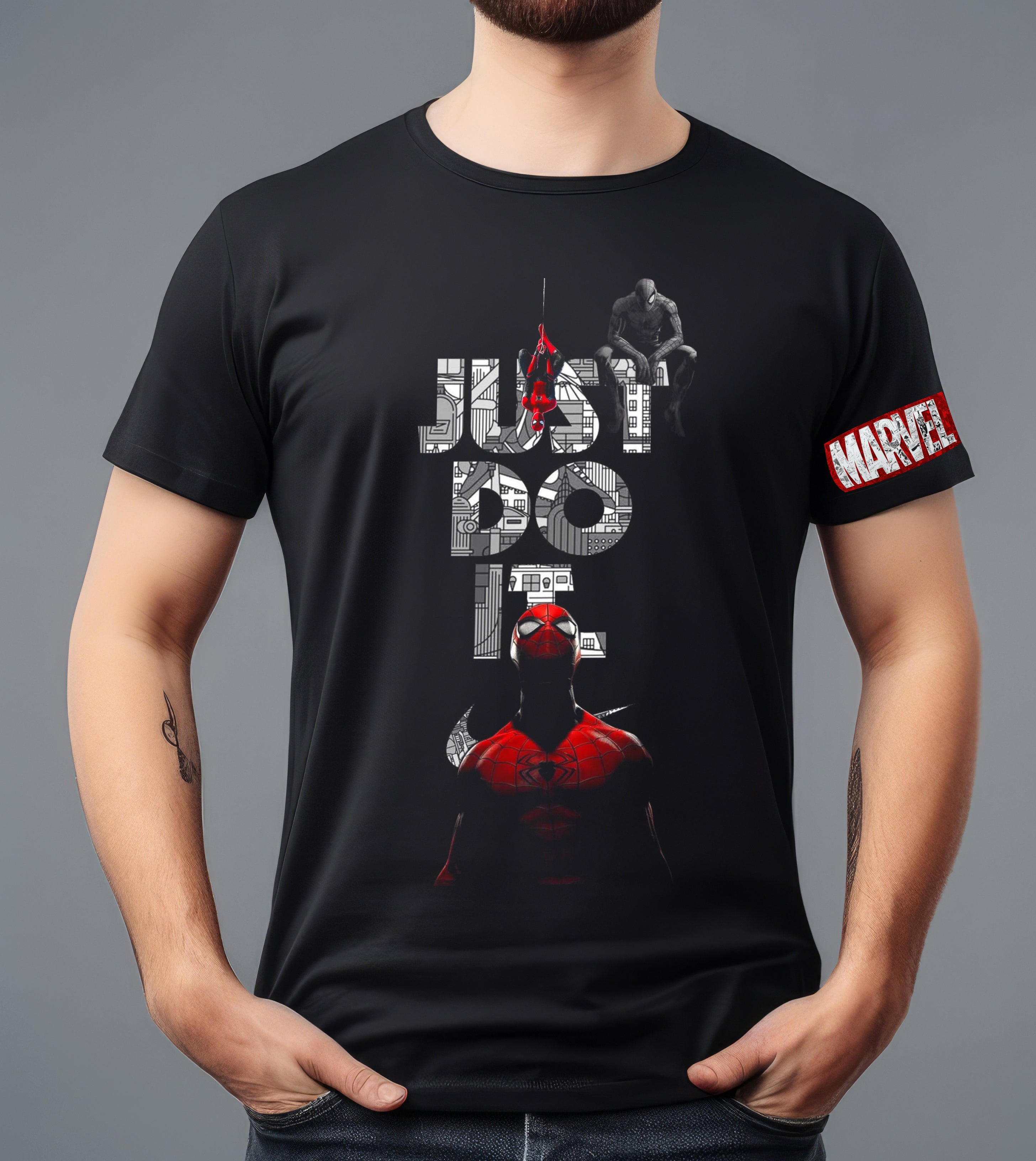 JUST DO IT SRIDER MAN BLACK T-SHIRT
