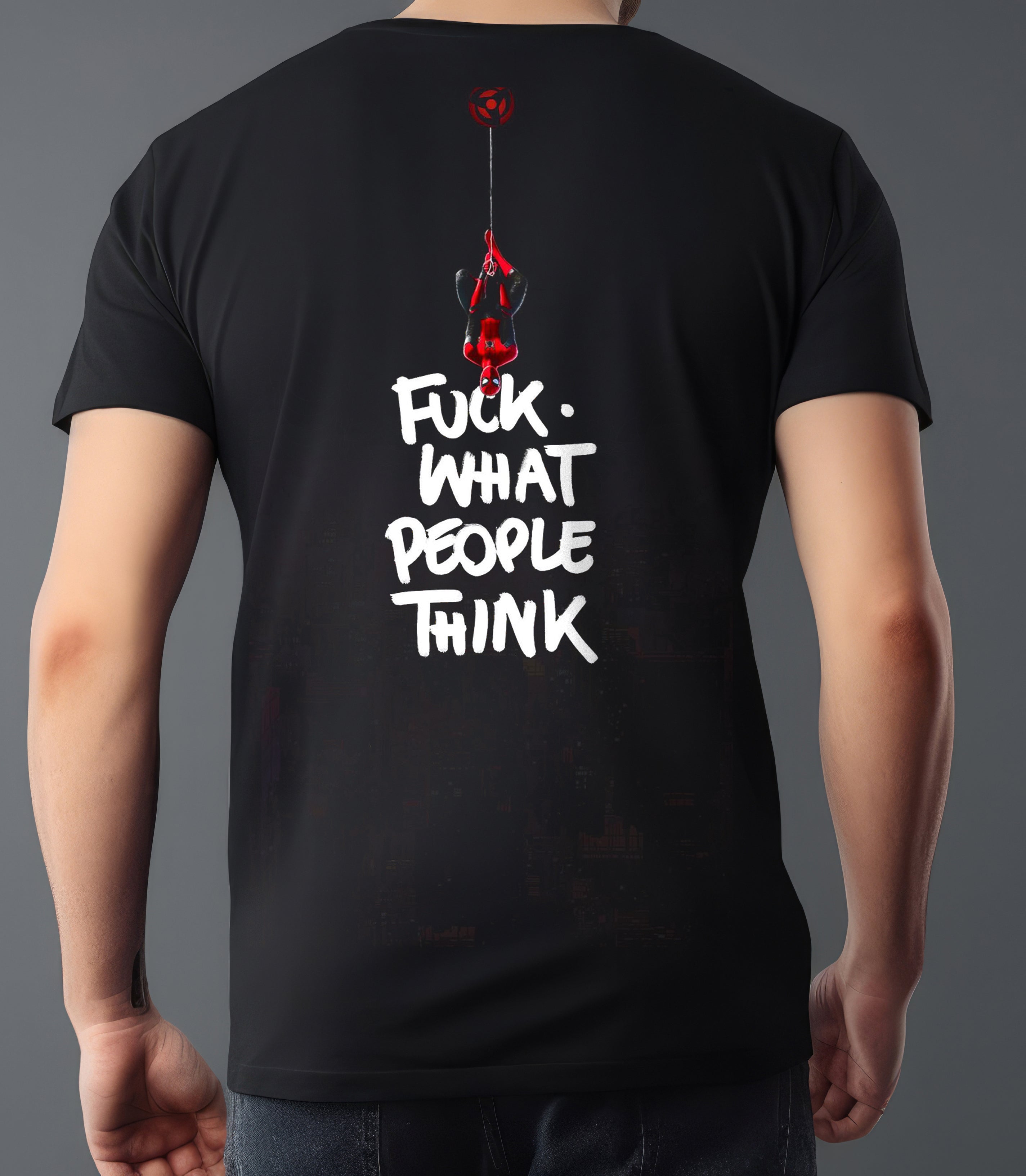 SPIDER MAN FUCK WHAT PEOPLE THINK T-SHIRT