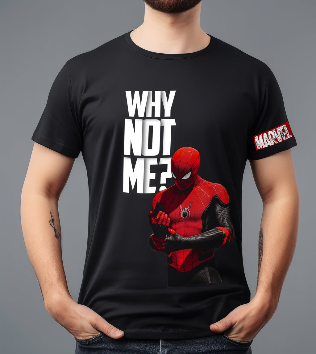 SPIDER MAN (WHY NOT ME) BLACK T-SHIRT
