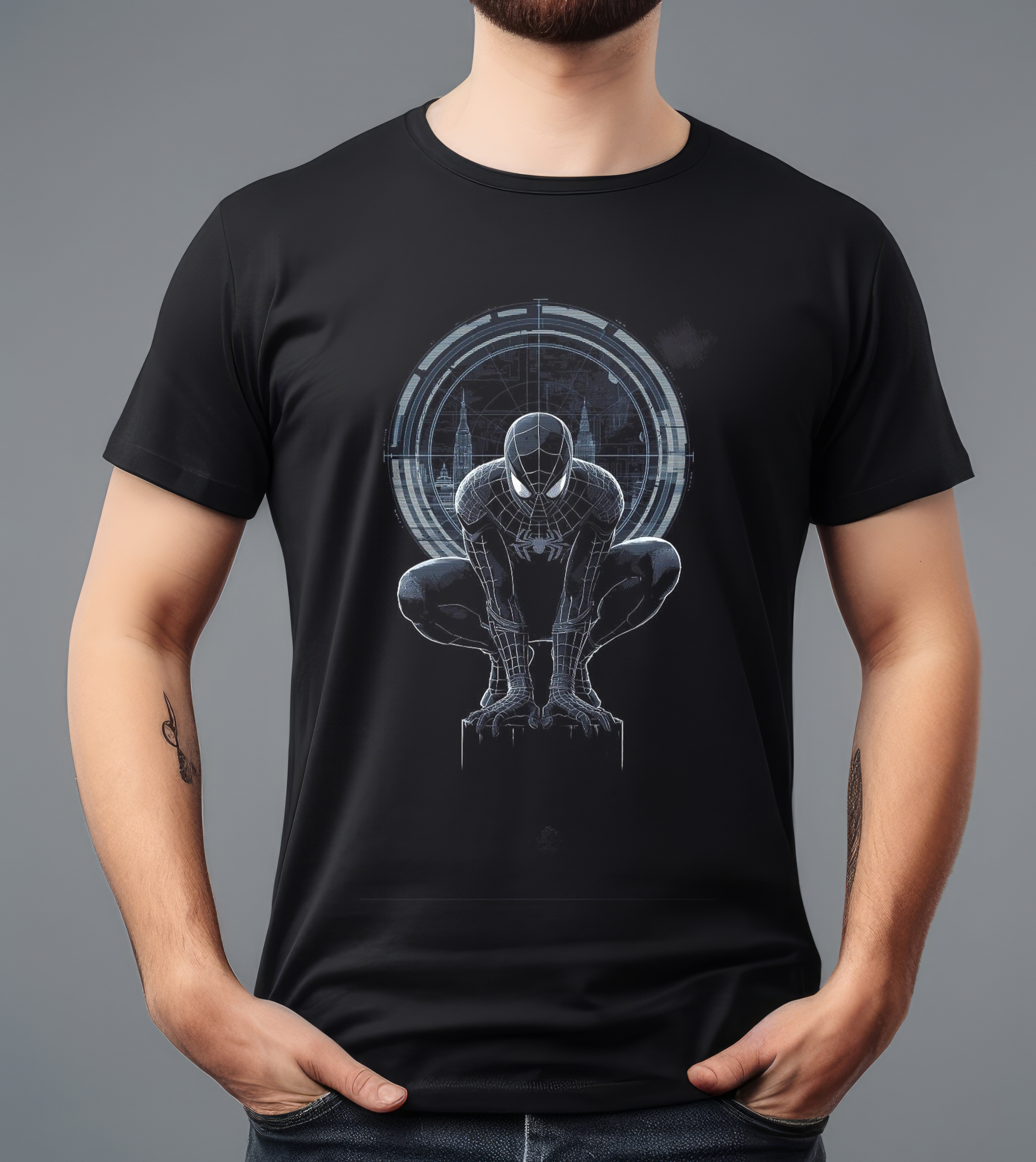 SPIDER MAN BLACK & WHIT GRAPHITE T-SHIRT