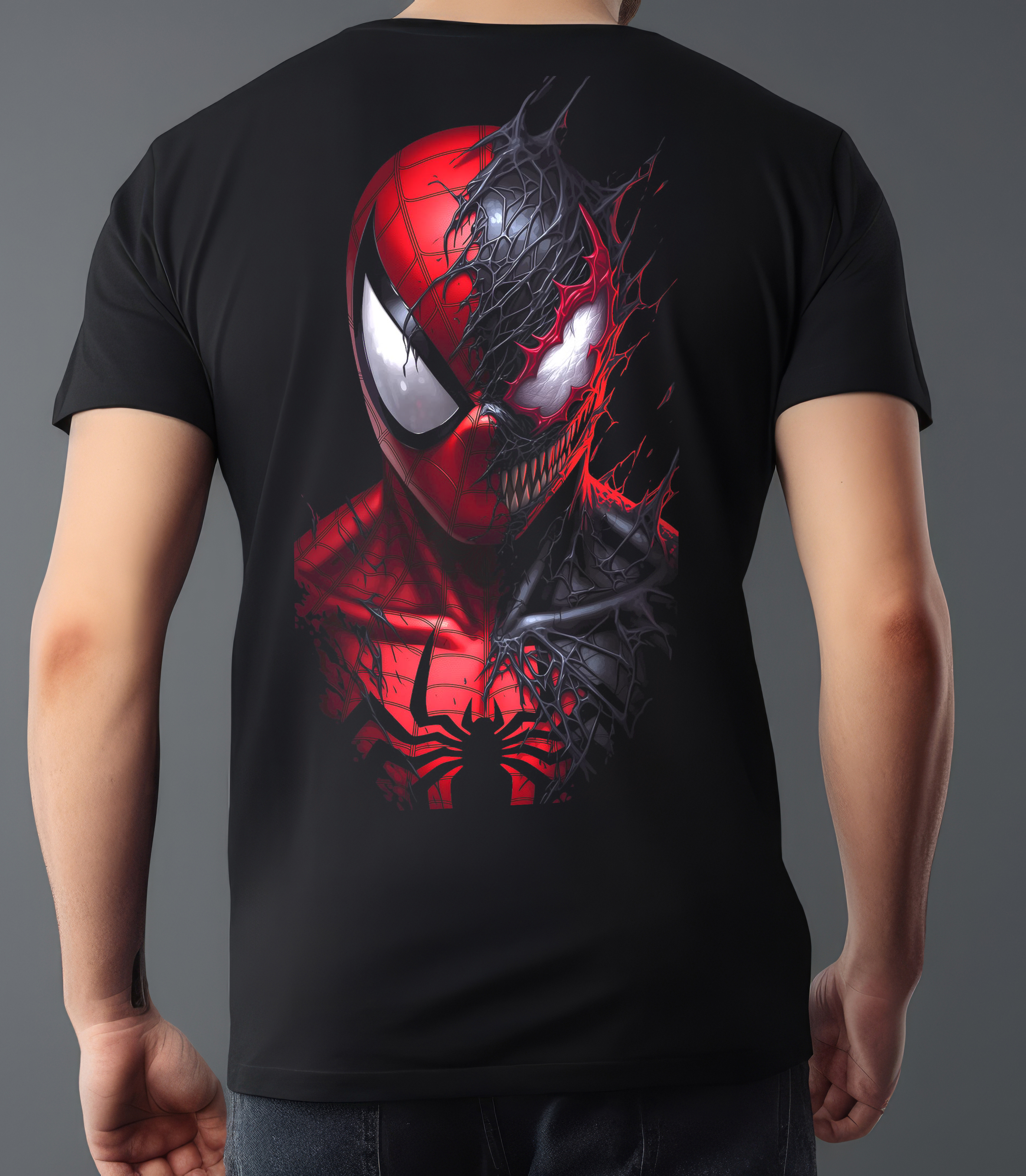 SPIDERMAN & VENOM BLACK T-SHIRT