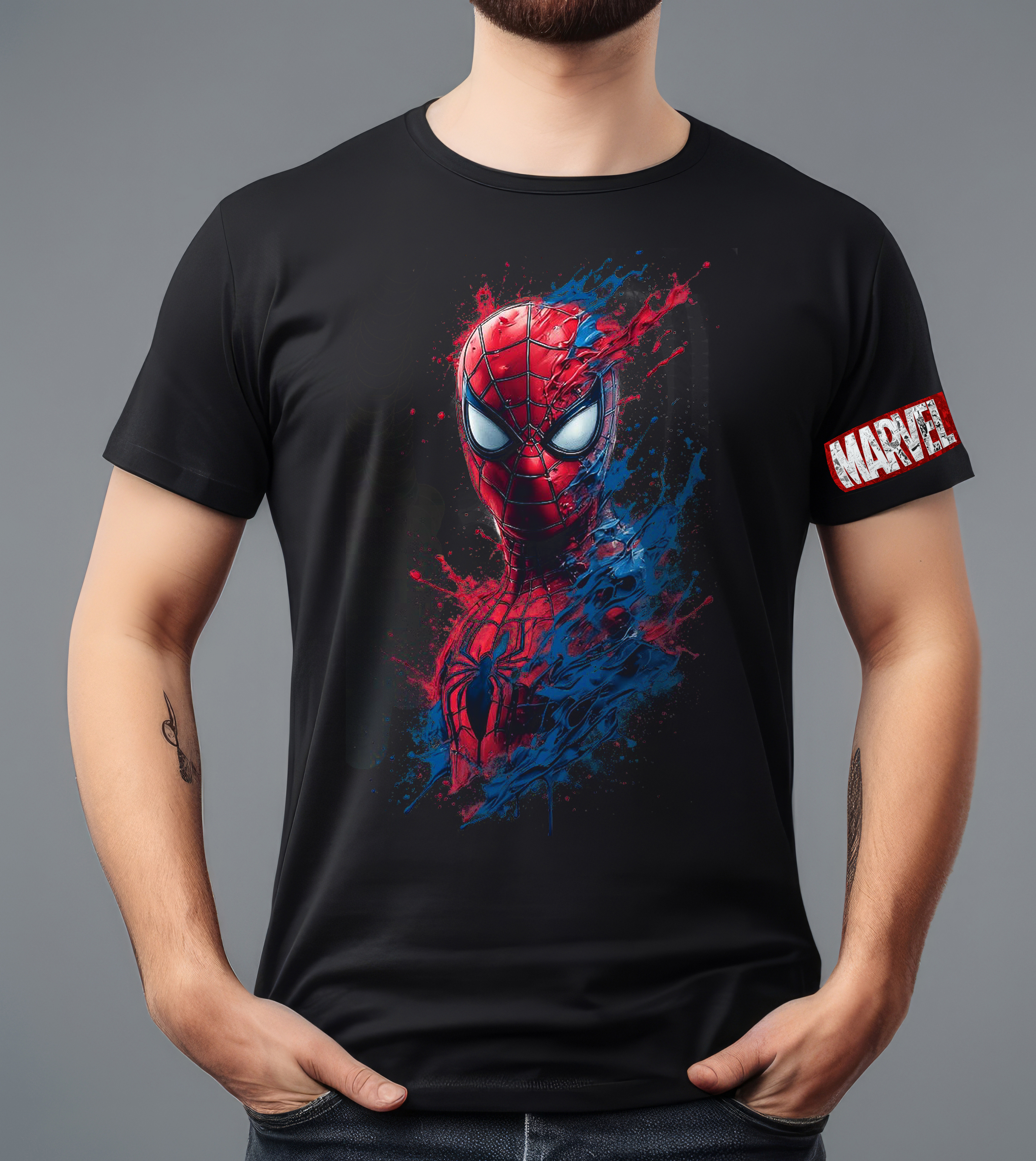 SPIDER MAN 3D GRAPHITE BLACK T-SHIRT